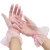 YAEISM Short Pink Gloves Sheer Silk Tulle Wedding Gloves Elegant