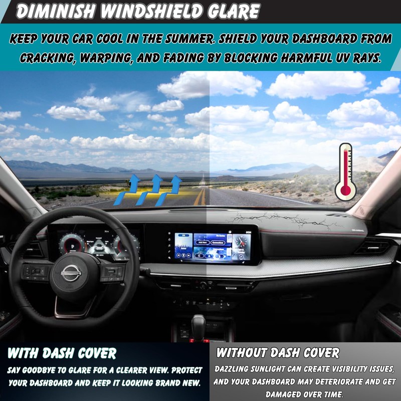 INUBOXES Non-Slip Dash Cover Dashboard Cover Mat Custom Fit Center