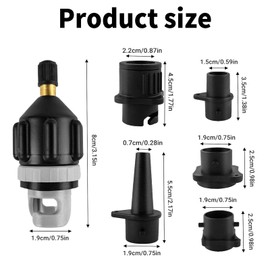 Sup Ventil Adapter Aufblasbarer Adapter, ‎Schlauchboot Ventiladapter mit 4 Stück Gasdüse, Gasdüse Pumpenadapter für Schlauchboote Aufblasbares Bett, Stand Up Paddle Board