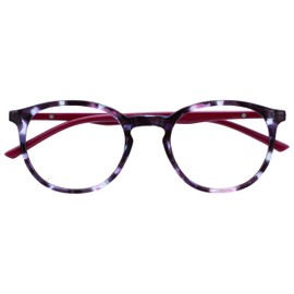 Opulize Met Binoculars Myopia Slim Round Frame Spring Hinges Scratch-Resistant Purple Tortoiseshell Solid Temple Men Women M60-5 -1.50