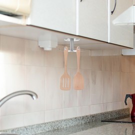 Hemoton Six Claw Swivel Hook Kitchen Wall Hooks Under Cabinet Hooks Kitchen Wall Organizer Cooking Utensils Holder Utensil Holder Hooks Rotatable to Rotate Stainless Steel Accessories