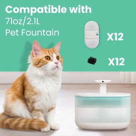 HYXUVUV 24 Pcs Cat Water Fountain Replacement Filters, Compatible with PETLIBRO 71oz/2.1L Capsule Pet Fountain PLWF002-12 Pack Water Fountain Filters & 12 Pack Pre-Filter Sponges