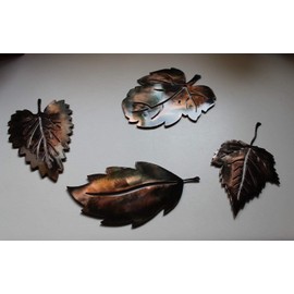 Metal Wall Art Leafs (4) Small Copper/Bronze Plated
