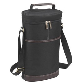 Picnic at Ascot - Insulated 2 Bottle Travel Wine Tote with Corkscrew & Shoulder Strap -Black