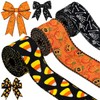 3 Rolls Halloween Printed Wired Ribbon for Gift Wrap Decor