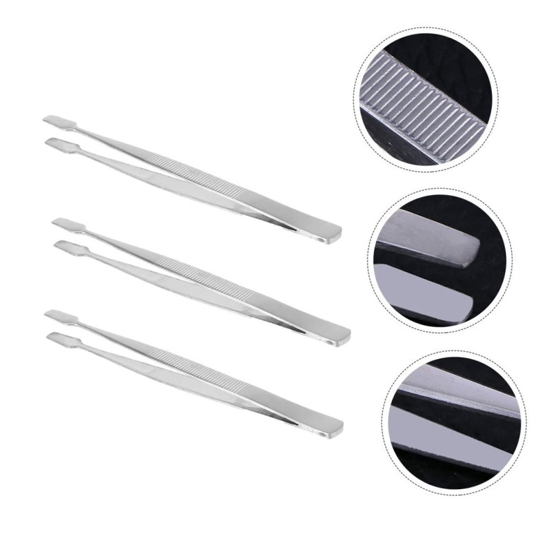WOONEKY 3pcs Practical Stamp Nipper False Eyelash Tweezer Stainless Steel