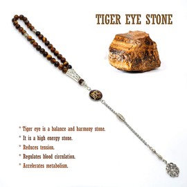 ALBATROSART Special -Allah Tassel- Collection (8 mm -33 Beads) Worry Beads - Prayer Beads-Tesbih-Tasbih-Tasbeeh-Misbaha-Masbaha-Subha-Sebha-Sibha-Rosary (Tiger Eye Stone)
