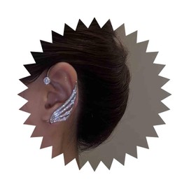 Vacaonio Sparkly Rhinestone Wing Ear Cuff Earrings Crystal Angel Wing Wrap Cuff Earrings Silver Cz Angel Climber Earrings Cartilage Non Pierced Earrings Jewelry for Women(Left)