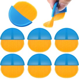 8 Pieces Flat Brush Applicator Artist Drawing Brush Diamond Art Brush for Christmas DIY Craft Gesso, Oil Paint, Acrylic Painting, Watercolor, Furniture Brush Cleaner (Blue and Brown,)