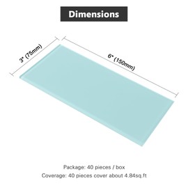 CASAPALACE Peel and Stick Backsplash Glass Subway Tile, 3" x 6" Light Blue Glass Backsplash for Kitchen Bathroom (40-Piece)