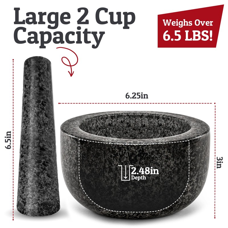 Priority Chef Heavy Duty Large 2 Cup Mortar and Pestle