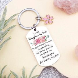 Uerifr Mothers Day Gifts for Daughter In Law Gifts from Mother In Law Birthday Gifts for Daughter In Law Wedding Gift for Women Cute Flower Keychain for for Women Engagement Mother's Day for Her