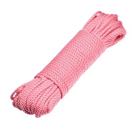 DonDon 98 ft - 30 m nylon cord Paracord survival DIY rope cord for outdoor camping activities 0.6 inch - 4 mm - 7 strands red-white