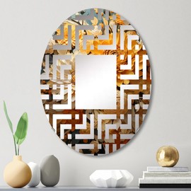 Botanical Reverie in Radiant Colors III - Abstract Botanicals Maze Abstract - 20x30 Inches - Oval Decorative Wall Mirror For Bathroom, Bedroom, Entryway, Living Room, Vanity Room and Modern Décor