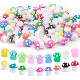 180pcs Mini Resin Mushroom 18 Colors Small Mushrooms Figures Tiny Resin Mushrooms Plastic Little Miniature Mushrooms Bulk for Dollhouse Decor Micro Fairy Garden Landscape Aquarium Tiny Toys