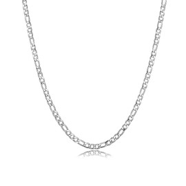 AJRUIER Men's 5 mm Figaro Figaro Chain Necklace Cuban Chain Women's Silver Curb Chain Necklaces Robust, 18, 20, 22, 24 Inch Stainless Steel Chain, Stainless Steel