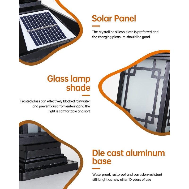 PTOUG LED Solar Post Light Outdoor, Aluminum Fence Post Cap