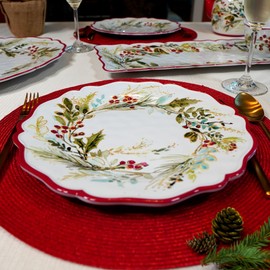 Certified International Christmas Gatherings 11" Melamine Dinner Plates, Set of 4.,
