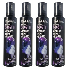 L'Oreal Advanced Hairstyle/Paris - Boost It Volume Inject Mousse - Extra Strong Hold - Net Wt. 8.3 OZ (235 g) Per Can - Pack of 4 Cans