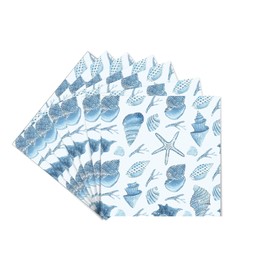 Fesnova 20 tovaglioli con stella marina conchiglia, tovaglioli mare, tovaglioli, tovaglioli, feste di carta, per feste di compleanno, matrimonio, feste, 16,5 x 16,5 cm