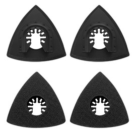 4 Pcs Multi-Tool Sanding Pads Accessories, 80mm Triangle Hook Loop Sanding Pads Replacement Mult Tool for Attaching Pads - Black