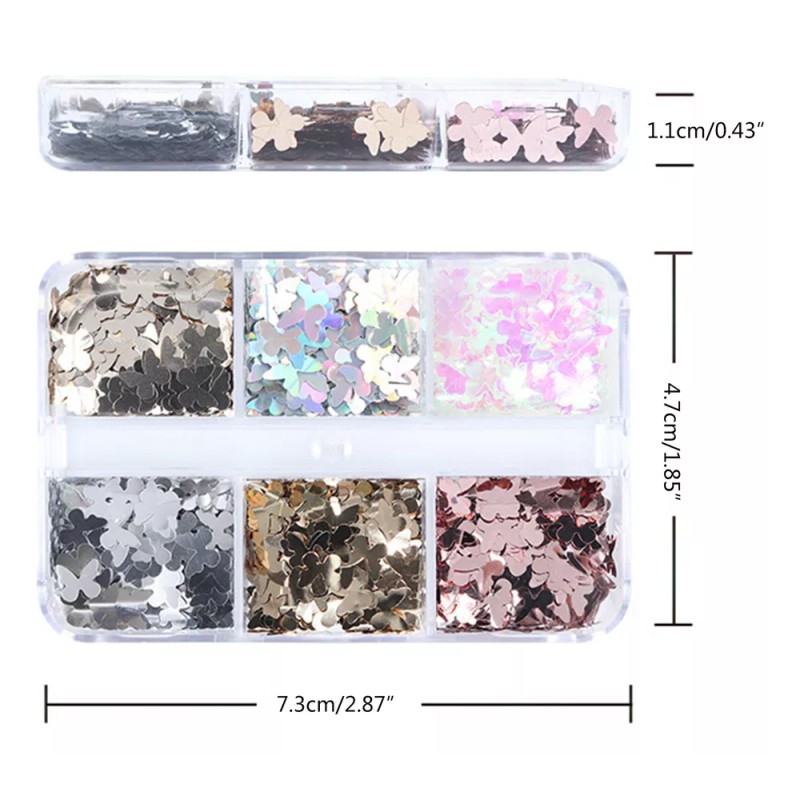 generic 6 Rejillas 3d Para Uñas Con Forma De Mariposa,