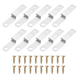 sourcing map 10 Pcs Z Shape Corner Bracket, 0.4 Inch Right Angle Picture Frame Braces Bracket Shelf Brackets Fastener with Screws for Furniture, Silver