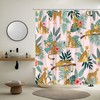Pink Leopard Shower Curtain Tropical Jungle Leaves Botanical Cheetah Animal