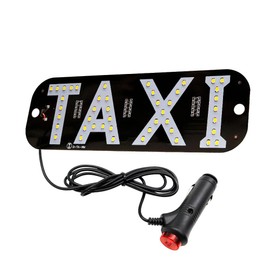 YSY Taxi Light, Taxi LED Sign Decor, Taxi LED Light Logo, Flashing Hook on Car Window with DC12V Car Charger Inverter for Driver (White)