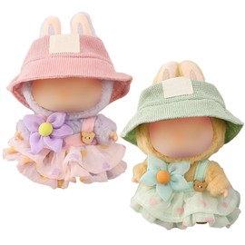 2PC Clothes Set for 17cm Doll,Outfit Set by Hat & Skirt of Clothes Designer,Doll Clothes of Green/Purple,Cute Clothes for Dress up Unique Style