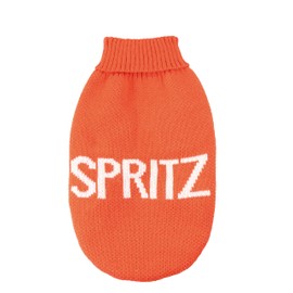 Record - Dog Cocktail. Soft High Neck Sweater with Elasticated Waistband, Embroidered with 'Spritz' Lettering |XS, Back Length 30cm