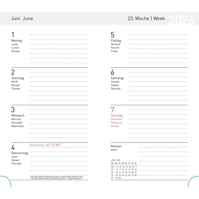 Idena 12043 Pocket Diary 2026, Ladytimer in Format 8.7 x