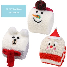 Wander G Womens Over Knee High Fuzzy Socks Cute Cartoon Thigh High Stockings Warm Stripe Leg Warmers