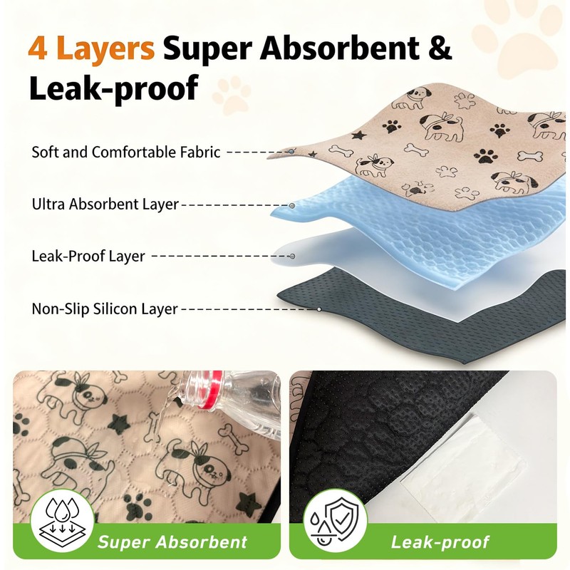 2 Pack Reusable Washable Pet Pee Pads, 18" x 24"