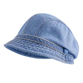 Denim Beret Hat, Newsboy Cap, Retro Bucket Hat Cabbie Hat Visor Cap with Adjustable Strap (CA/US, Alpha, One Size, Blue)
