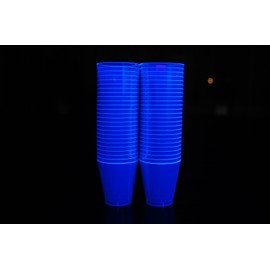 DirectGlow 2oz Neon UV Blacklight Reactive Glow Party Shot Glasses (50-Count, Blue)