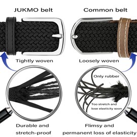JUKMO Elastic Braided Belt, Stretch Woven Belt in Gift Box
