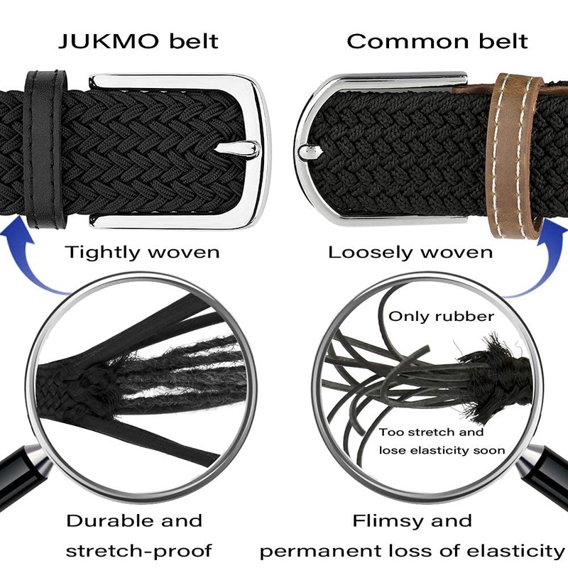 JUKMO Elastic Braided Belt, Stretch Woven Belt in Gift Box