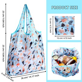 Weewooday 18 Pieces Foldable Reusable Shopping Bags Machine Washable Bags Waterproof Nylon Reusable Grocery Bags with Pouch Tote Bags (Cute Style)