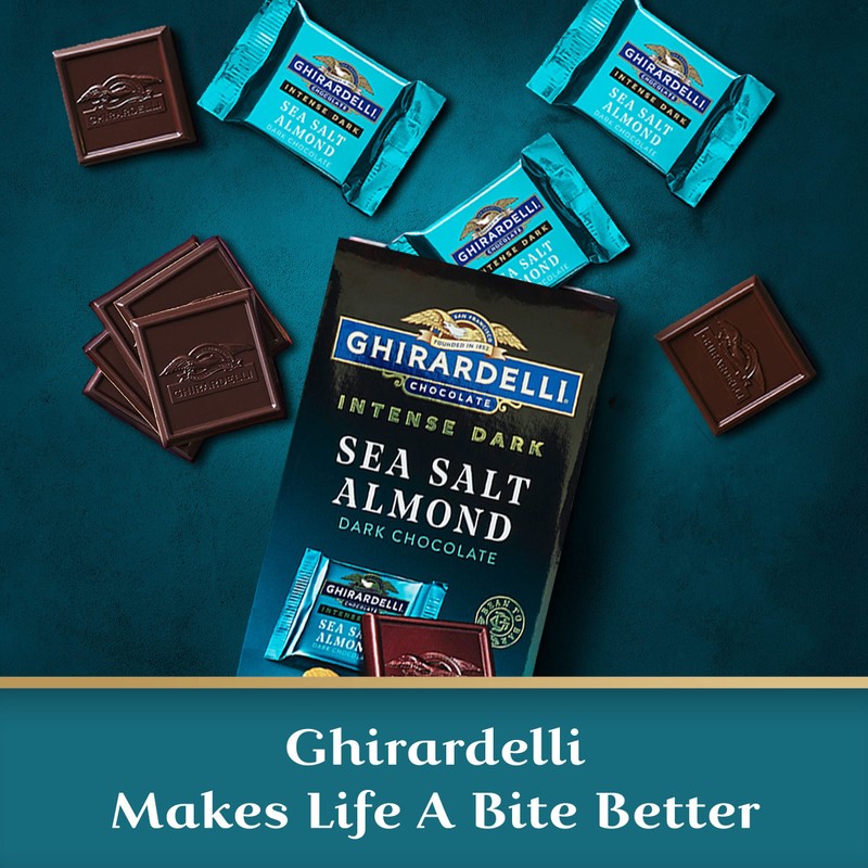GHIRARDELLI Intense Dark Chocolate Squares, Sea Salt Almond, 4.12 Oz