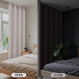 CUCRAF 100% Blackout Window Curtains 90 inches Long 2 Panels Set, Faux Linen Look Thermal Insulated Grommet Drapes, Room Darkening Curtain for Bedroom Living Room(W52 x L90 Inch, Off White)