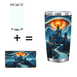 20oz Insulated Mug, Stainless Steel, Double Silver Side, Stampedcapacity: 20 oz, color: White