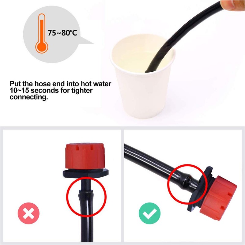 Kalolary 200Pcs 1/4Inch Adjustable Micro Drip Irrigation System Watering Sprinklers