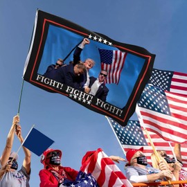 WANSHUNDE Trump Shooting Flag Fight Fight Vance 2024 Flag 3x5 Outdoor- Trump Shooting Flag 3x5 with 2 Brass Grommets for Outside Indoor Banner