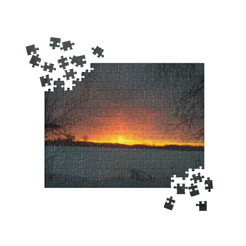 Cool Rapids Winter Sunset 252 Piece Jigsaw Puzzle