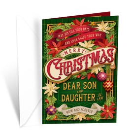 Prime Greetings Son and Daughter In Law Christmas Card, Made in America, Eco-Friendly, Thick Card Stock with Premium Envelope 5in x 7.75in, Packaged in Protective Mailer