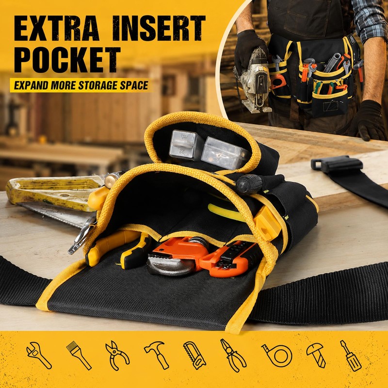 Tool Belt for Men, 26-Pocket Heavy Duty Tool Pouch with