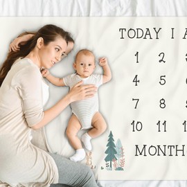 CSFOTO Cartoon Jungle Animal Baby Monthly Milestone Blanket Baby Shower Memory Picture Recording Blanket Newborn Growth Record Photo Shooting Background Prop, 60"x40" with Frame