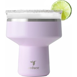 REDUCE Saltini 16 oz Cocktail Tumbler - Insulated Margarita Tumbler with Lid - Keeps Drinks Cold for 10 Hours - 360 Sippable Martini Glass Alternative - Shatterproof, Perfect for Parties - Lilac Bud