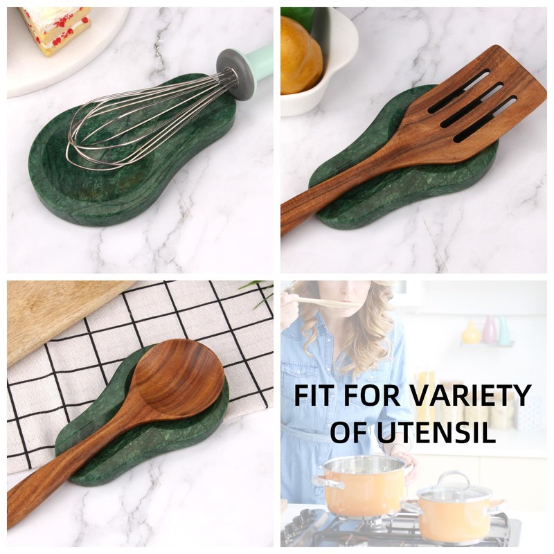 HESHIBI Marble Spoon Rest for Kitchen Stove Countertop, Marble Utensil